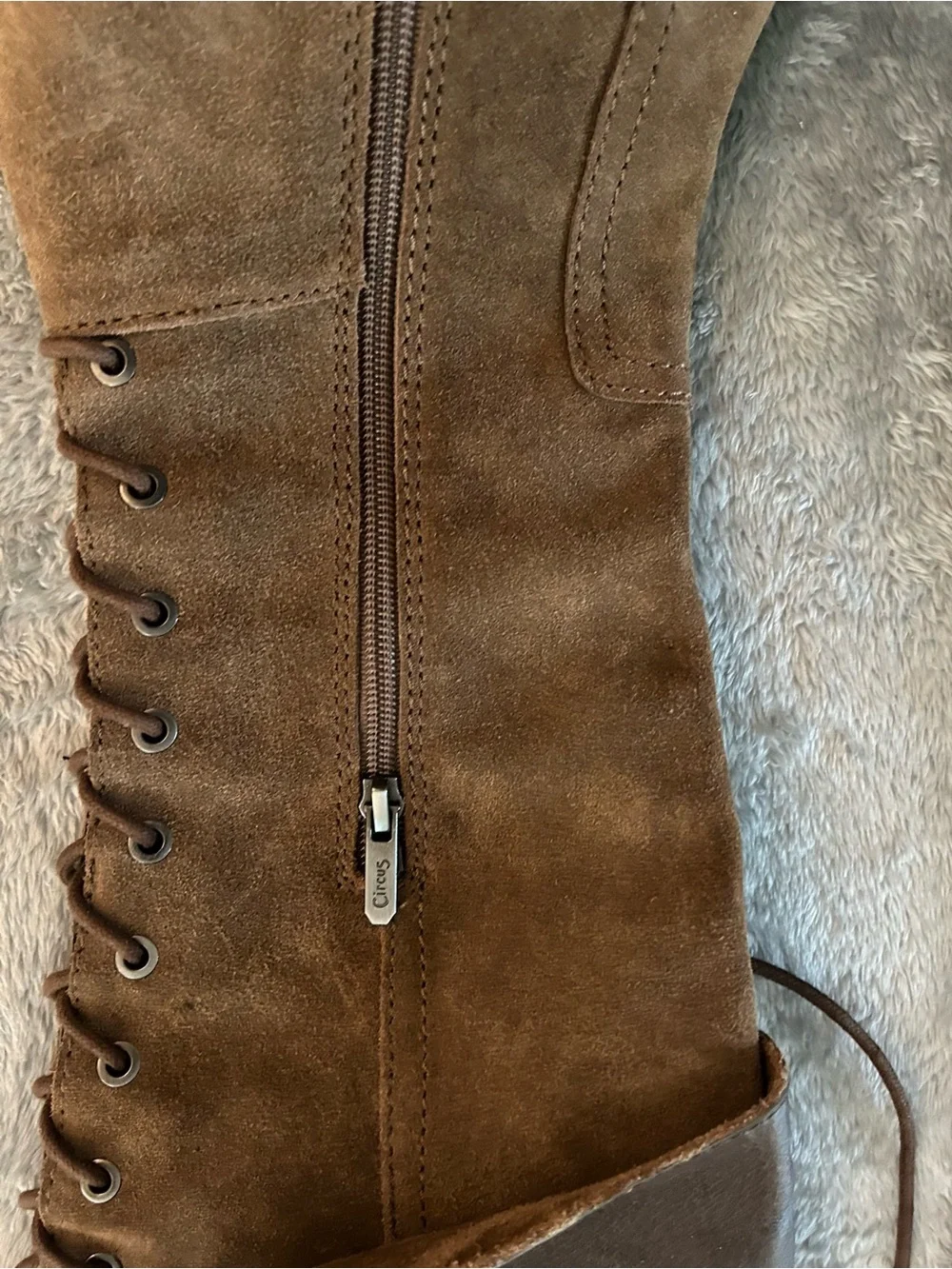 Circus by Sam Edelman Taupe Suede Over-the-Knee Lace-Up Boots